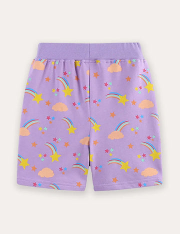 Rainbow Printed Cotton Shorts